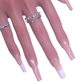 Whimsical White - Long Length 40mm Natural Transparent Beige Base White French Tip Silver Glitter Rhinestone Reusable Acrylic Gel UV Hand-Painted High Quality Handmade Luxury Press On Nails